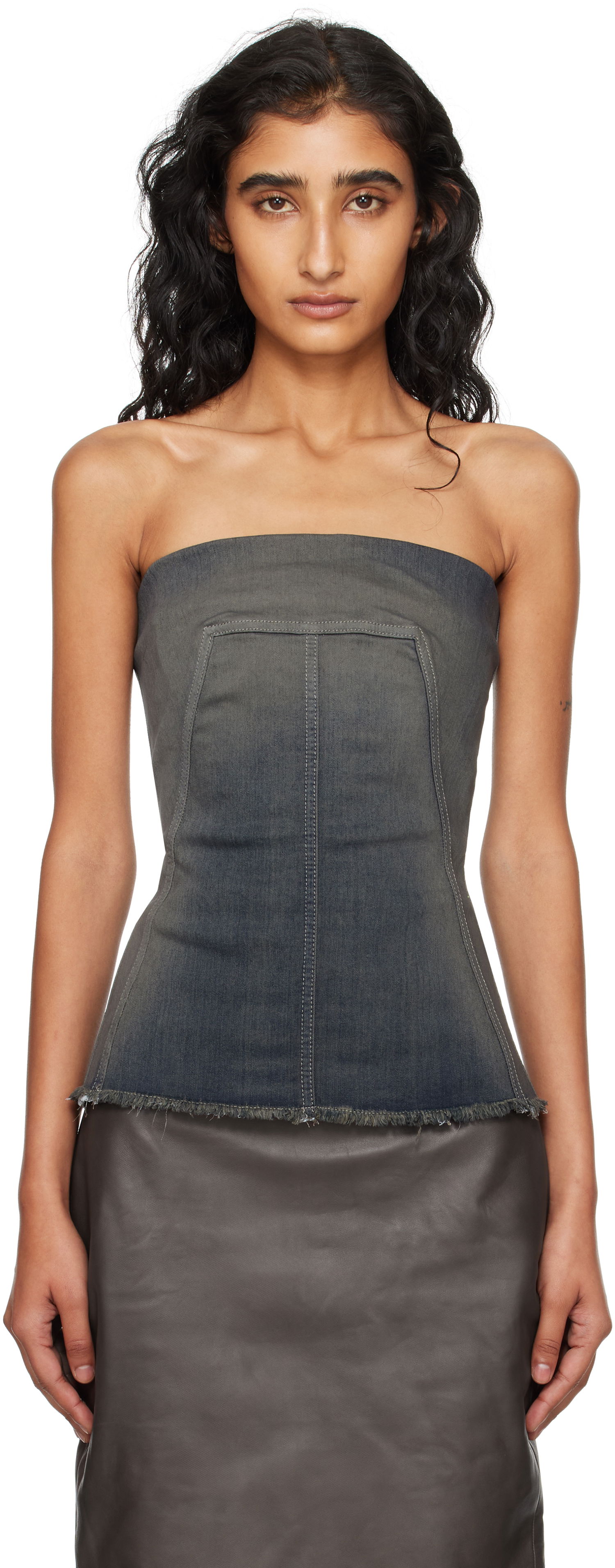 Потник Rick Owens Rick Owens Concordians Denim Bustier Top Сиво | RP02E4127 SDKDEG, 0