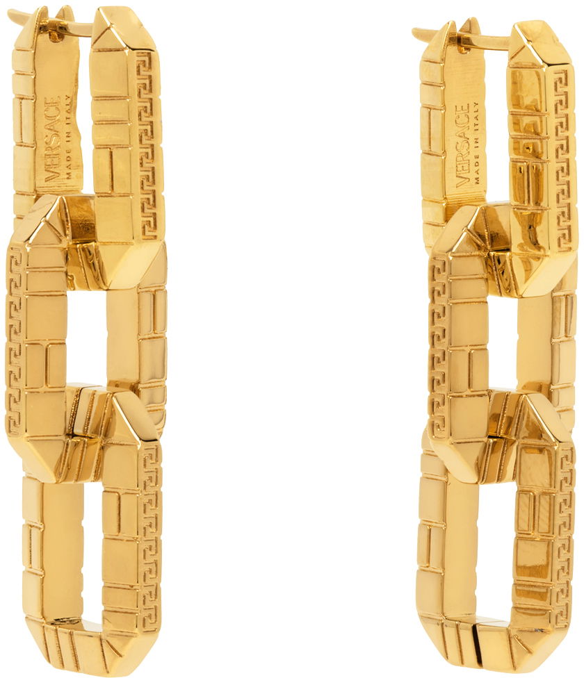 Обеци Versace Greca Quilting Drop Earrings "Gold" Металик | 1014266_1A00620_3J000, 1