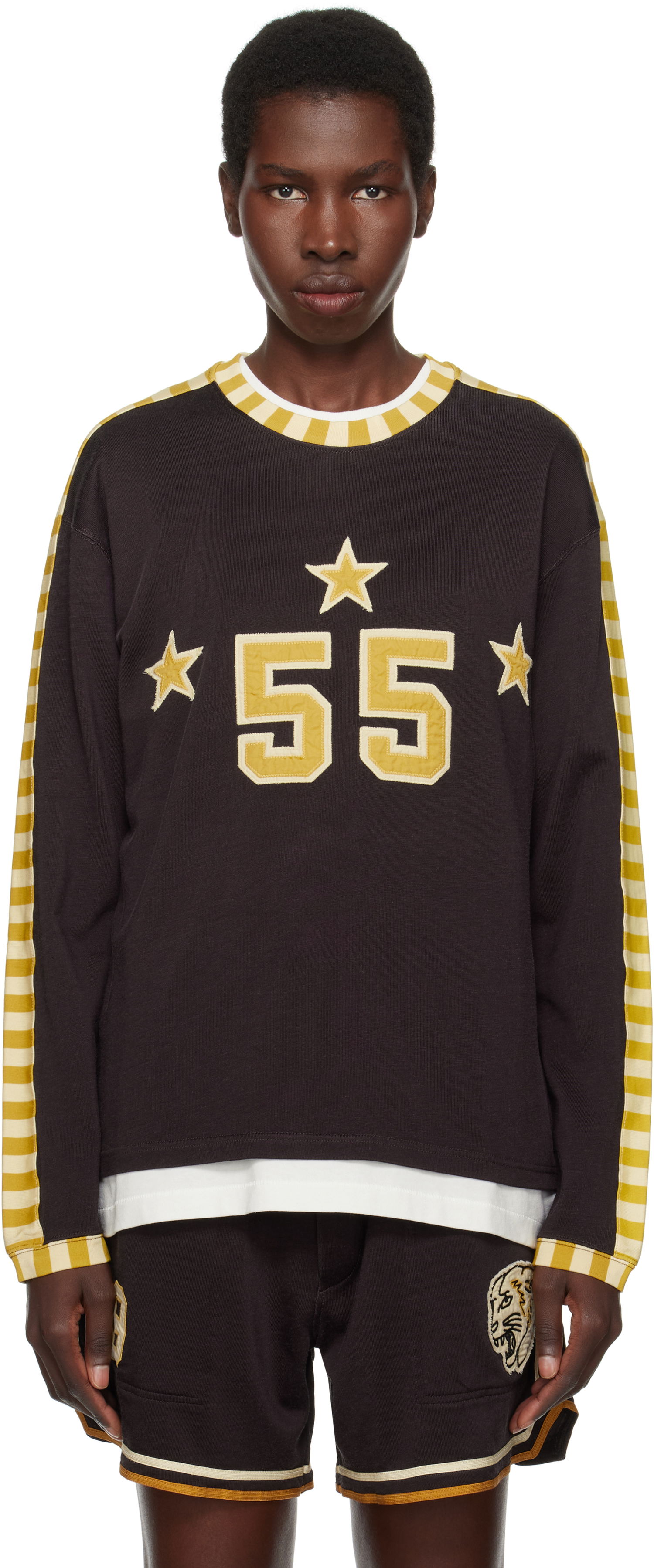 Пуловер Bode Bode Medalist Appliqué Long Sleeve T-Shirt Черно | MRS25CS035, 0