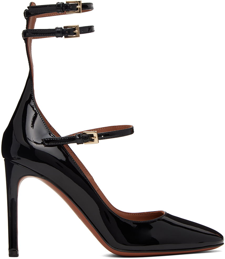 Кецове и обувки Alaïa Patent Leather Mary Jane Pumps With Ankle Strap Черно | AA3E046CK168, 0