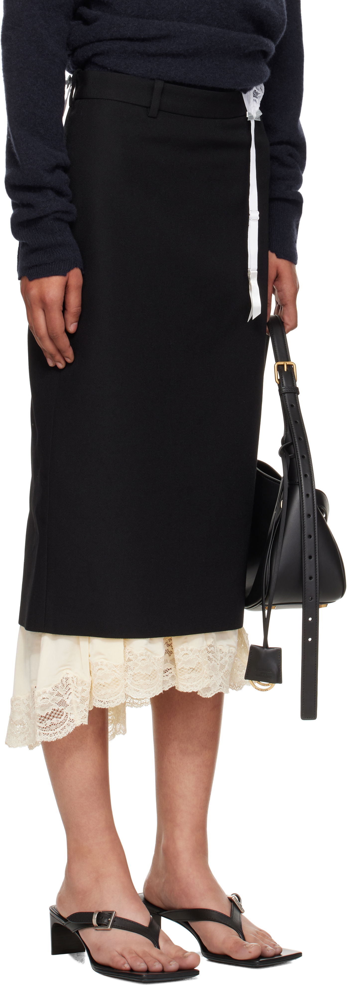 Пола Balenciaga Balenciaga Lingerie Tailored Midi Skirt Черно | 790575TMT32, 1