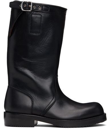 Кецове и обувки Dries Van Noten Dries Van Noten Leather Biker Boots Черно | 252-021700-105, 0