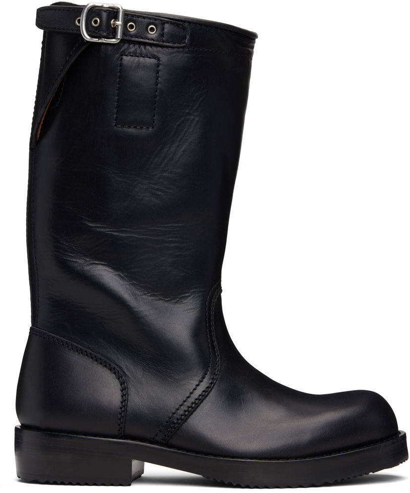 Кецове и обувки Dries Van Noten Dries Van Noten Leather Biker Boots Черно | 252-021700-105