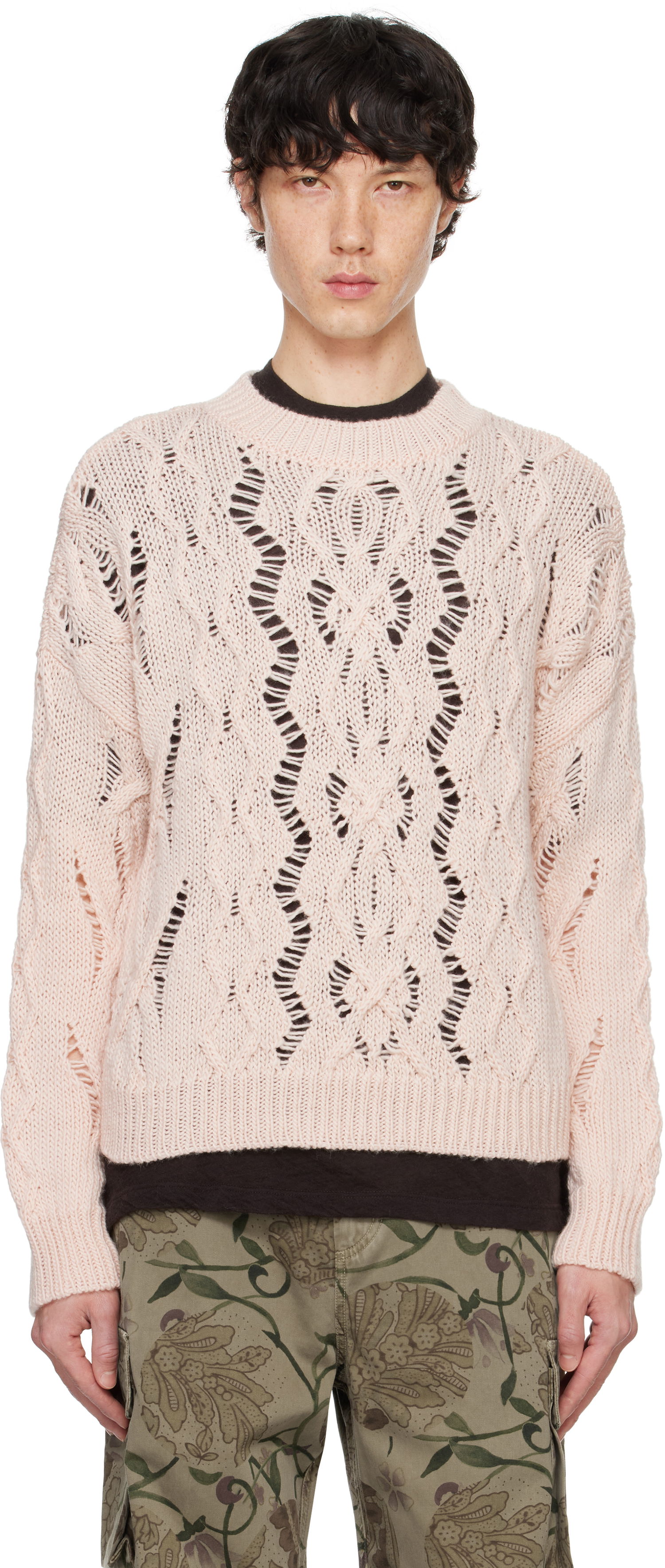 Пуловер OUR LEGACY Cable Knit Roundneck Sweater Розово | M4243CSD, 0
