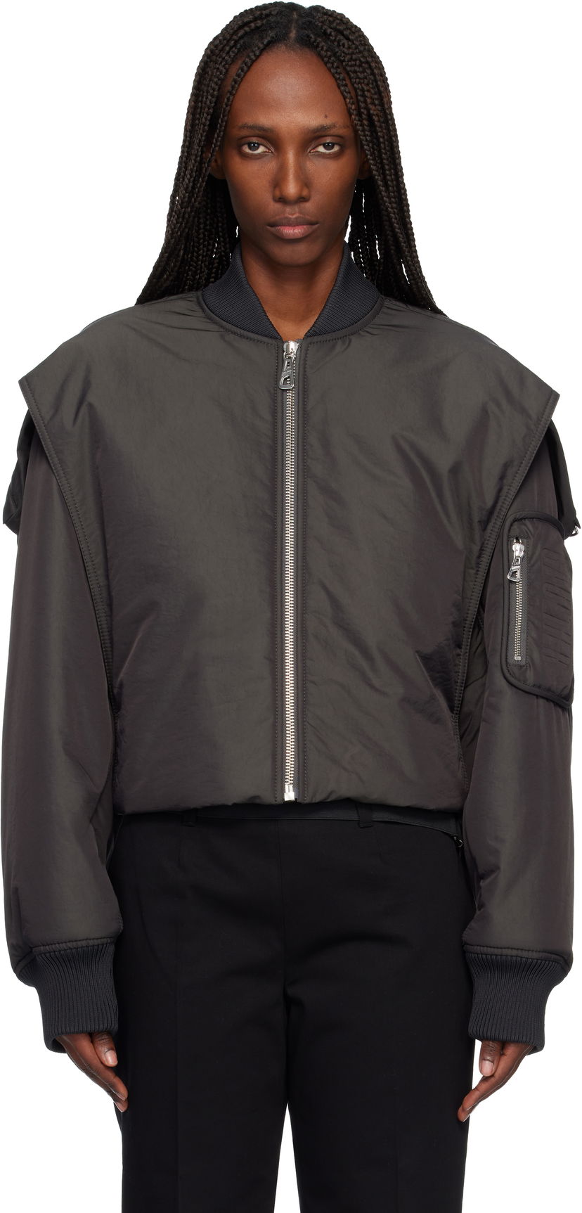 Яке бомбър Jean Paul Gaultier Jean Paul Gaultier Hidden Hood Detail Bomber Jacket Сиво | 25/04-U-OU005-W007-04