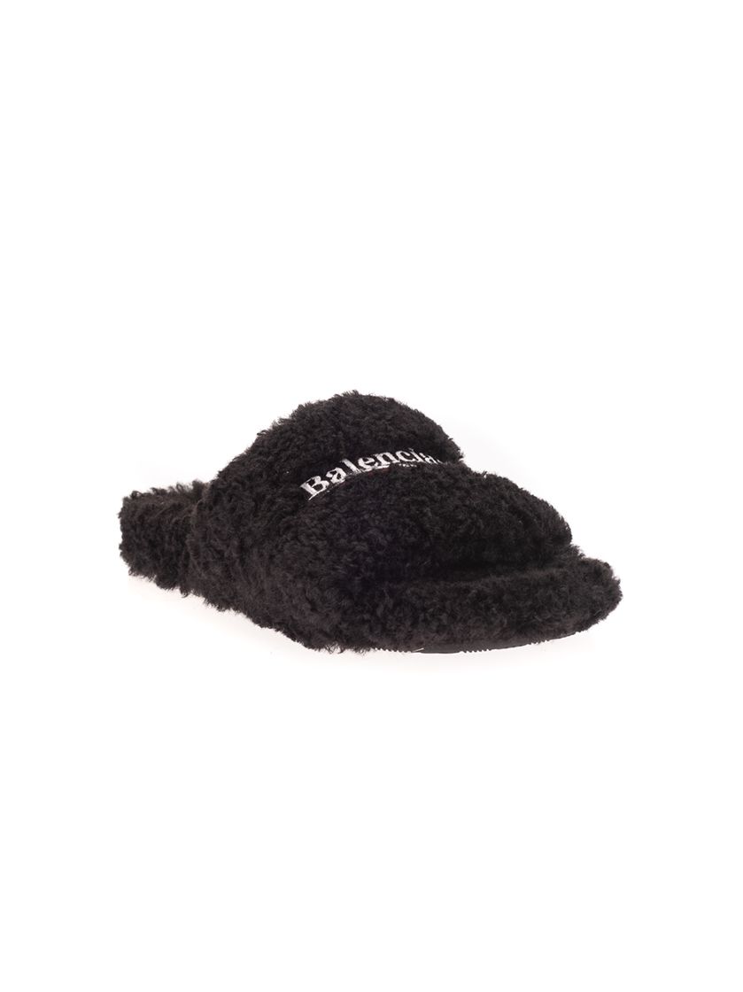 Кецове и обувки Balenciaga Furry Slide Black White W Черно | 654261W2DO11096, 1