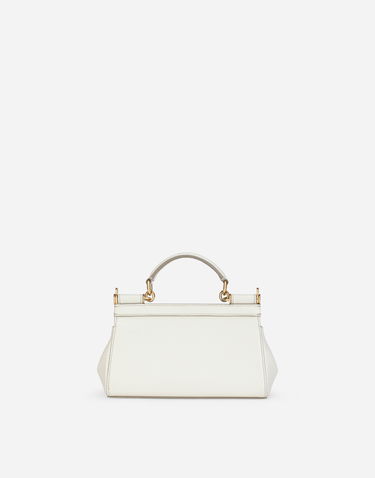 Дамска чанта Dolce & Gabbana Dolce & Gabbana Sicily Small Dauphine Leather Top Handle Bag Бяло | BB7116B100180001, 3