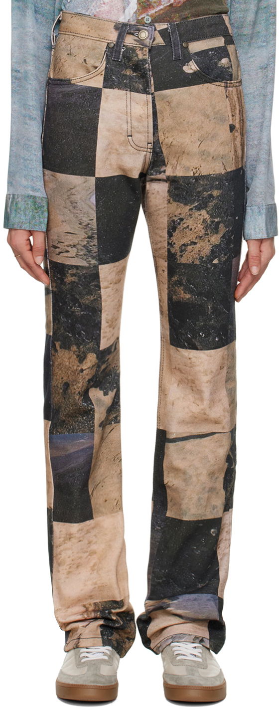 Дънки Serapis Oil Sand Print Straight Leg Jeans Бежово | FW22_DE_2, 0