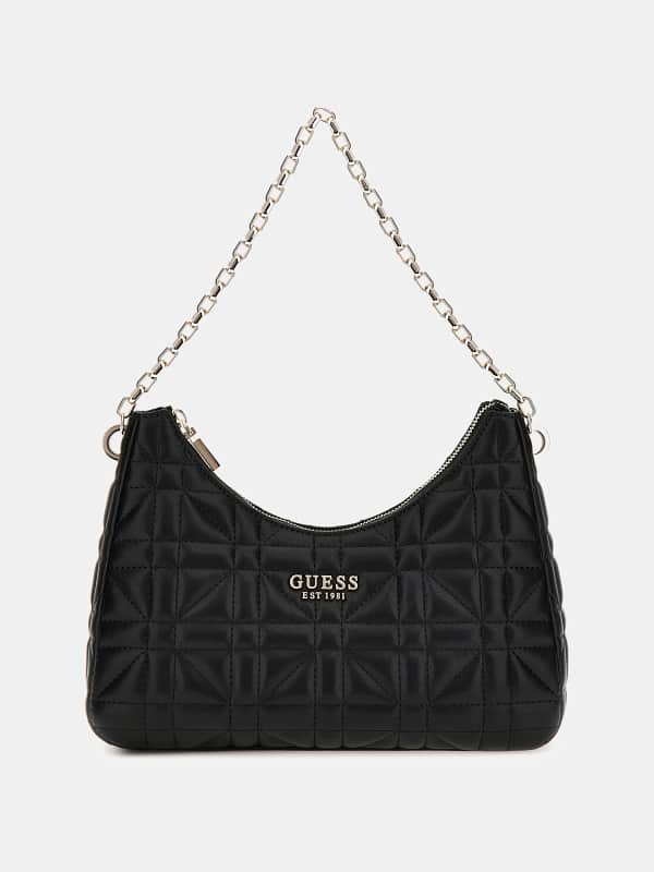 Чанта през рамо GUESS Assia Quilted Shoulder Bag Черно | HWQG8499180, 0