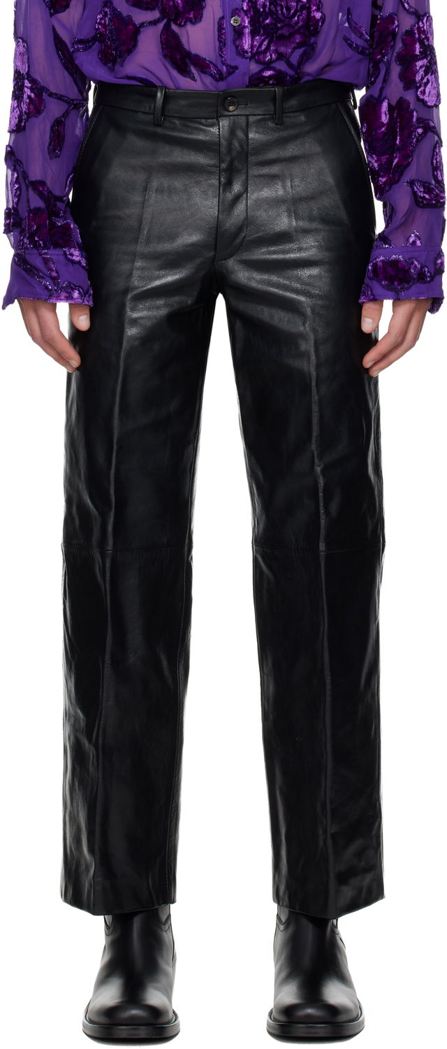 Dries Van Noten Cropped Leather Pants
