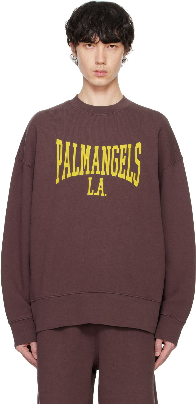 Пуловер Palm Angels Sweatshirt College Кафяво | PMBA026F24FLE0072918