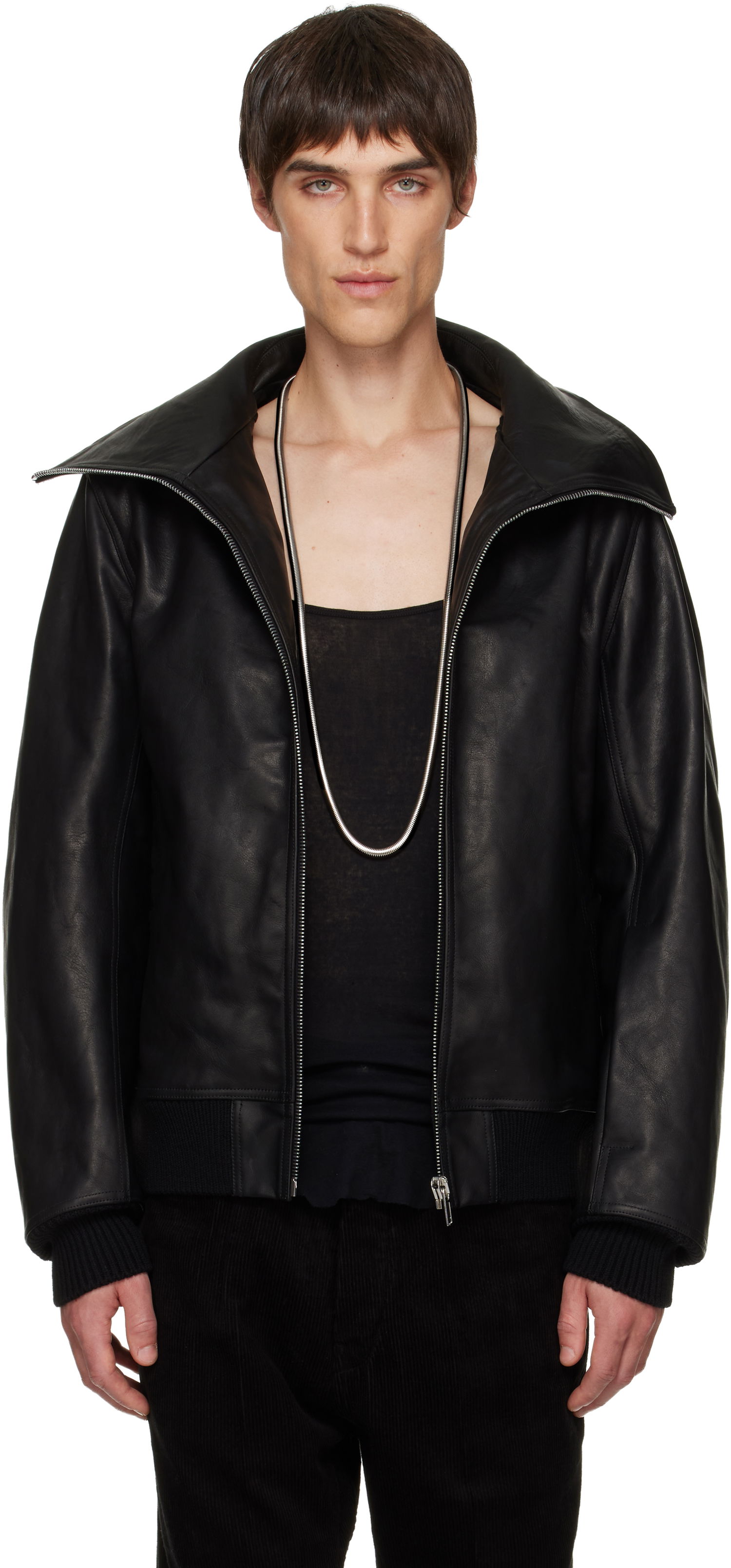 Яке Rick Owens Concordians Blixa Dracucollar Leather Jacket Черно | RR02E1710 LOO, 0