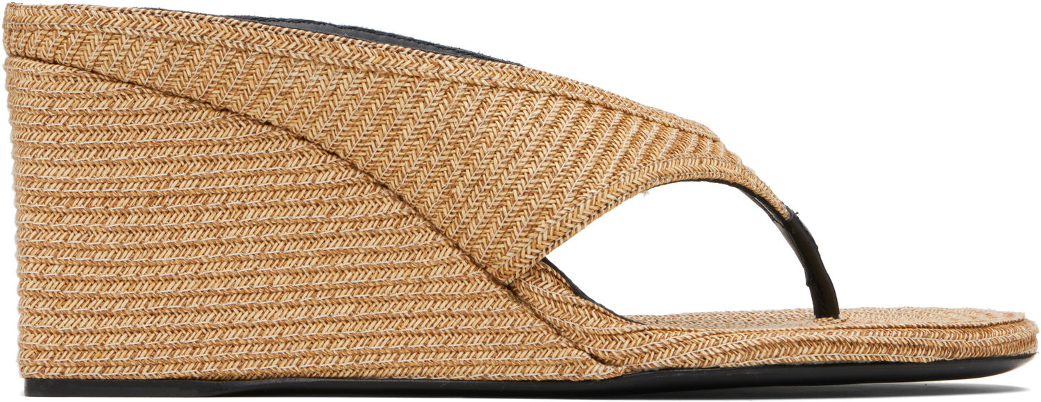 Кецове и обувки Alaïa ALAÏA Cube Thong Mule Wedge Sandals Бежово | AA3M105TK054, 0