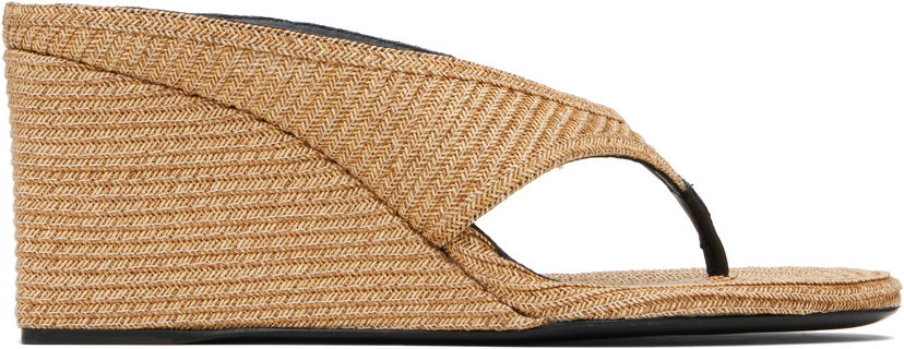 Кецове и обувки Alaïa ALAÏA Cube Thong Mule Wedge Sandals Бежово | AA3M105TK054