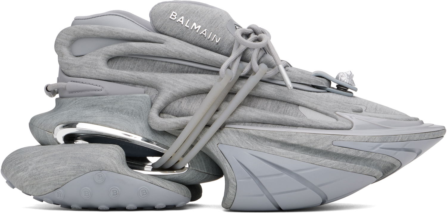 Кецове и обувки Balmain Balmain Unicorn Low Fleece Print Сиво | EM1VJ309KFCT, 0
