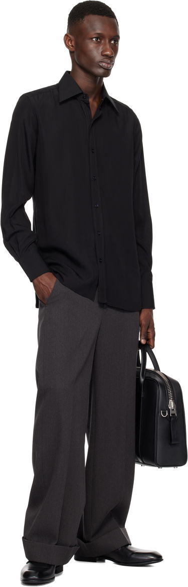 Риза Tom Ford TOM FORD Lightweight Lyocell Slim Fit Shirt Черно | HSBC01-LYS03, 3