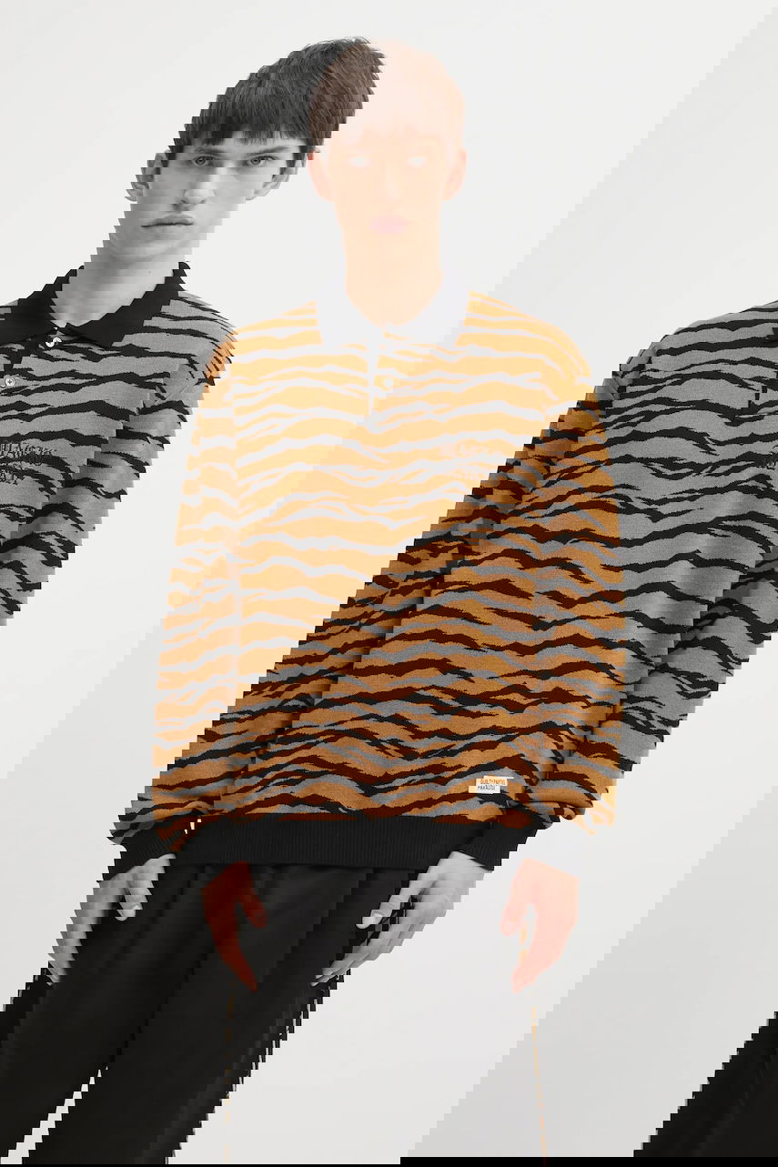 Пуловер WACKO MARIA Tiger Pattern Knitted Long-Sleeve Polo Многоцветен | 25FW.WMK.KN10, 0