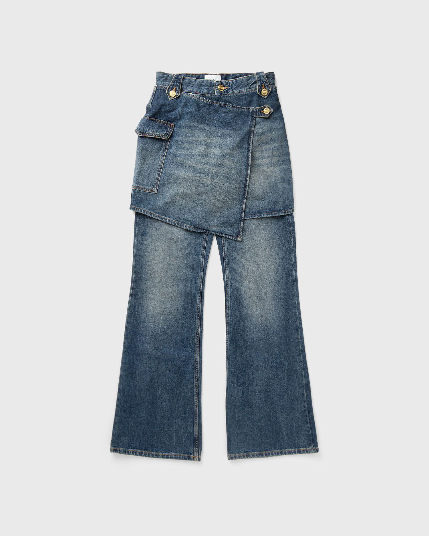 Дънки GANNI Heavy Washed Denim Flared Skirt Jeans Синьо | J1562-567, 0