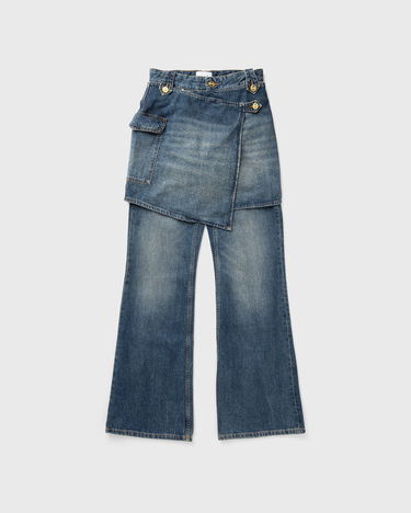 Дънки GANNI Heavy Washed Denim Flared Skirt Jeans Синьо | J1562-567, 0