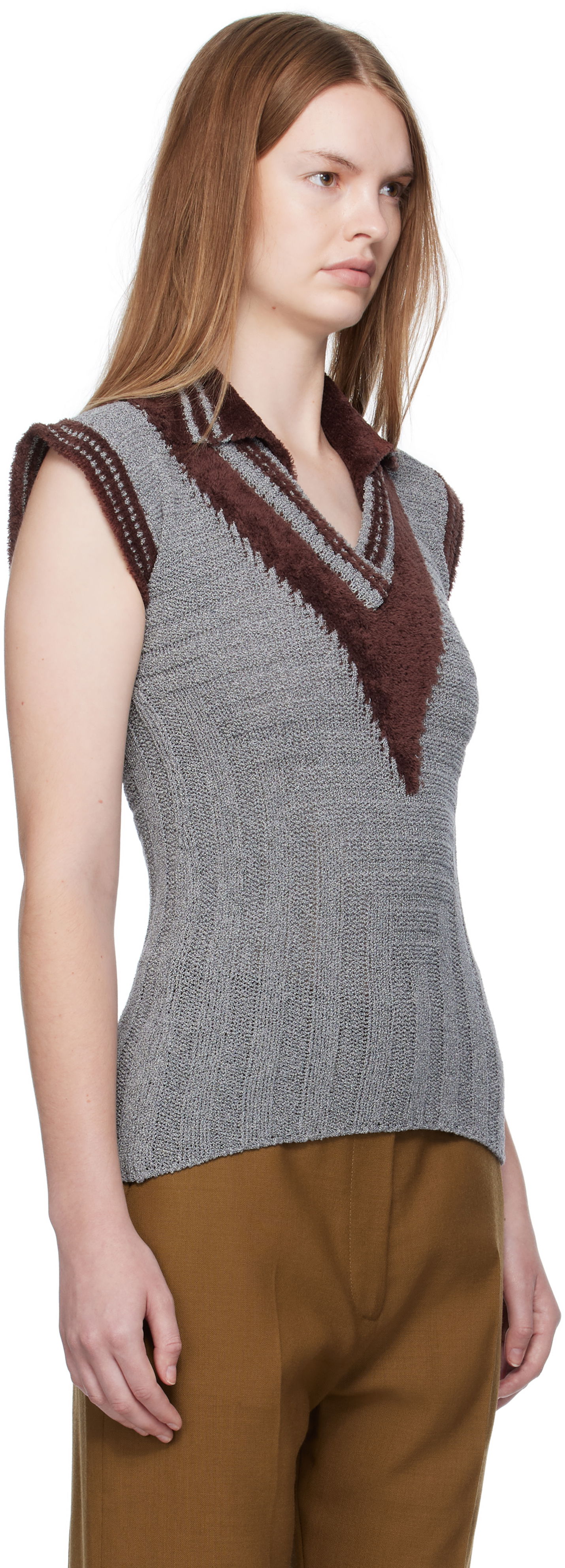 Поло тениска KIKO KOSTADINOV Kiko Kostadinov Quimby Sleeveless Polo Top Сиво | KKWAW25KN12-131, 1