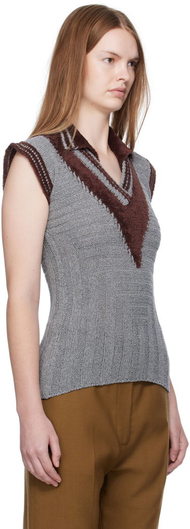 Поло тениска KIKO KOSTADINOV Kiko Kostadinov Quimby Sleeveless Polo Top Сиво | KKWAW25KN12-131, 1