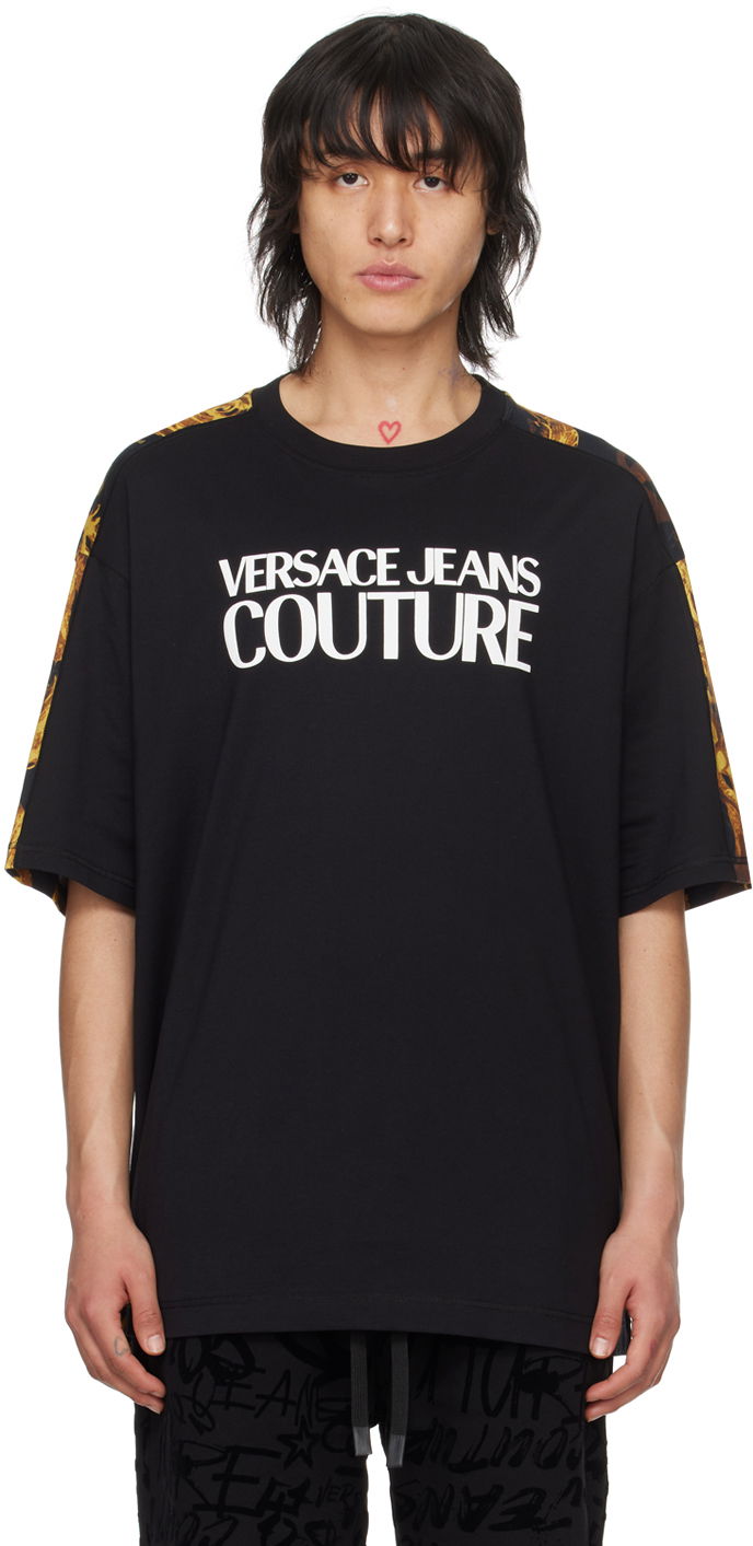 Тениска Versace Jeans Couture Watercolour Couture T-Shirt Черно | E76GAH613_EJS287