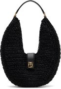 ANINE BING Lou Monogram Raffia Hobo Bag