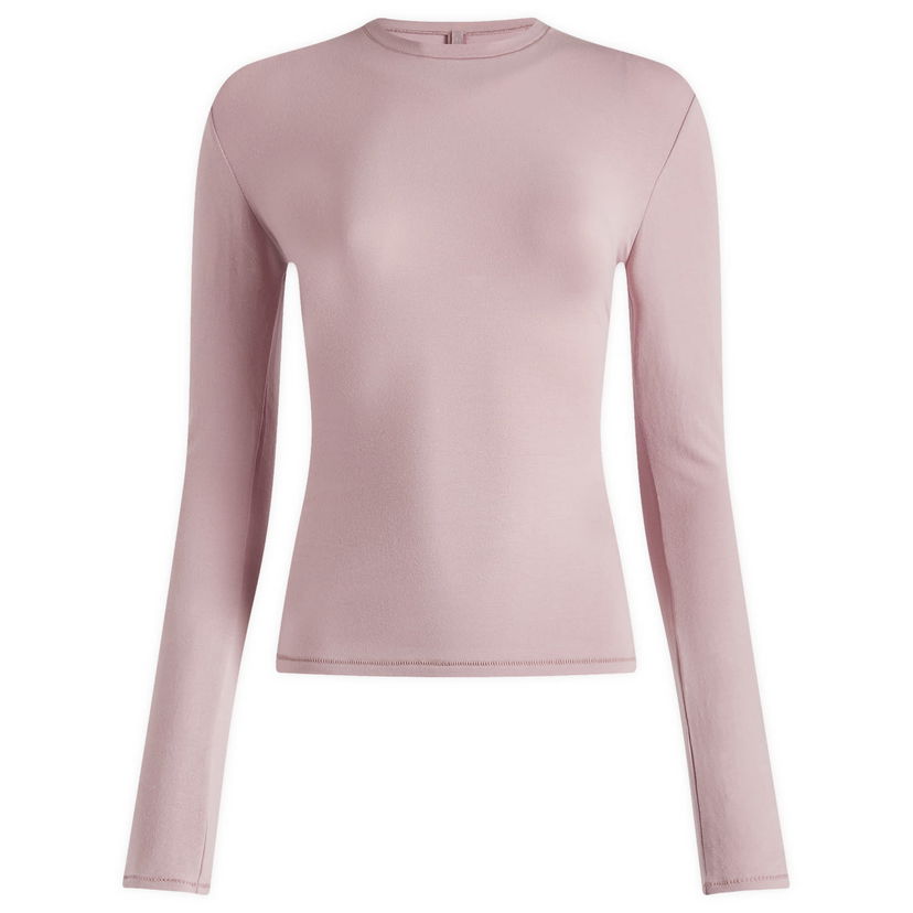 Пуловер SKIMS Cotton Jersey Long Sleeve T-Shirt Розово | AP-TSH-0647-DUSK