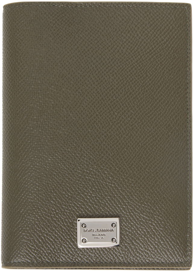 Taupe Logo Plaque Passport Holder