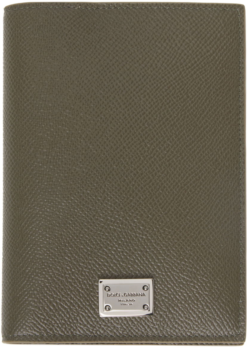 Портфейл Dolce & Gabbana Taupe Logo Plaque Passport Holder Зелено | BP2215AG219