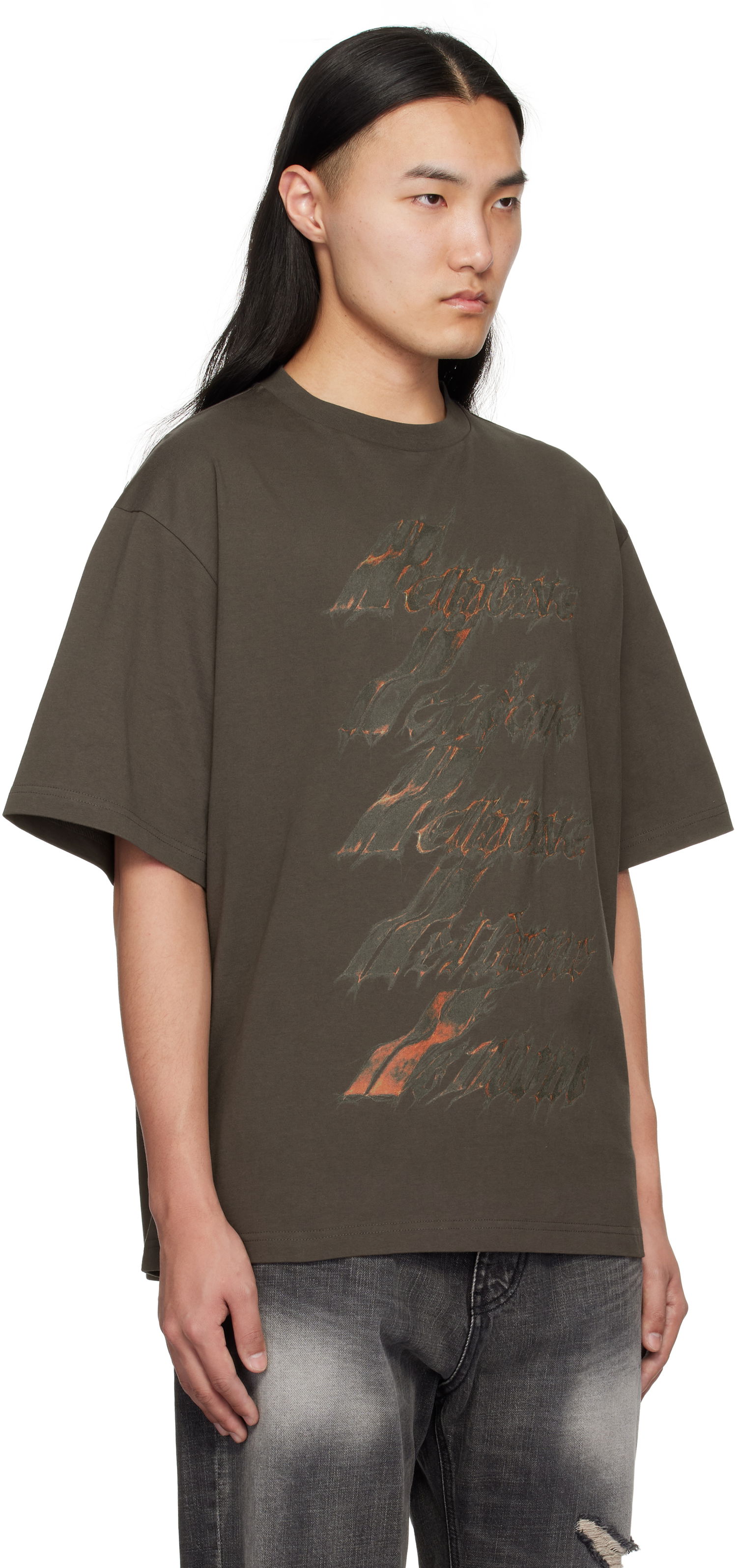 Тениска We11done We11done Spark Logo Graphic T-Shirt Кафяво | WD-TT0-25-751-U-CH, 1