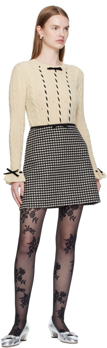 Пуловер Valentino Valentino Virgin Wool Sweater with Bows Бежово | 7B3KC66Z9K9, 4