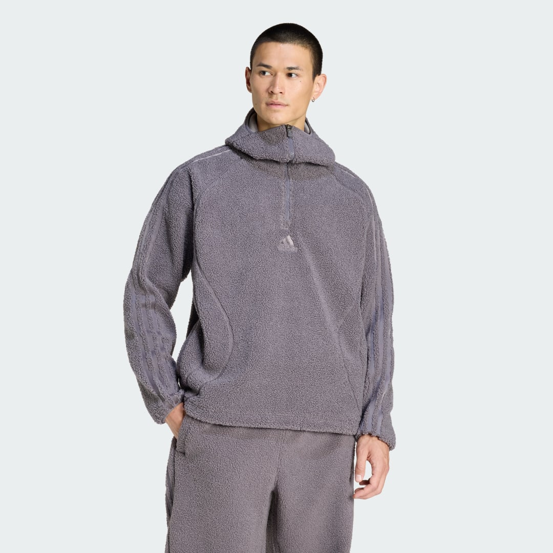 Суитчър adidas Performance Teamgeist Borg Fleece 1/4 Zip Hoodie Сиво | KR5186, 0