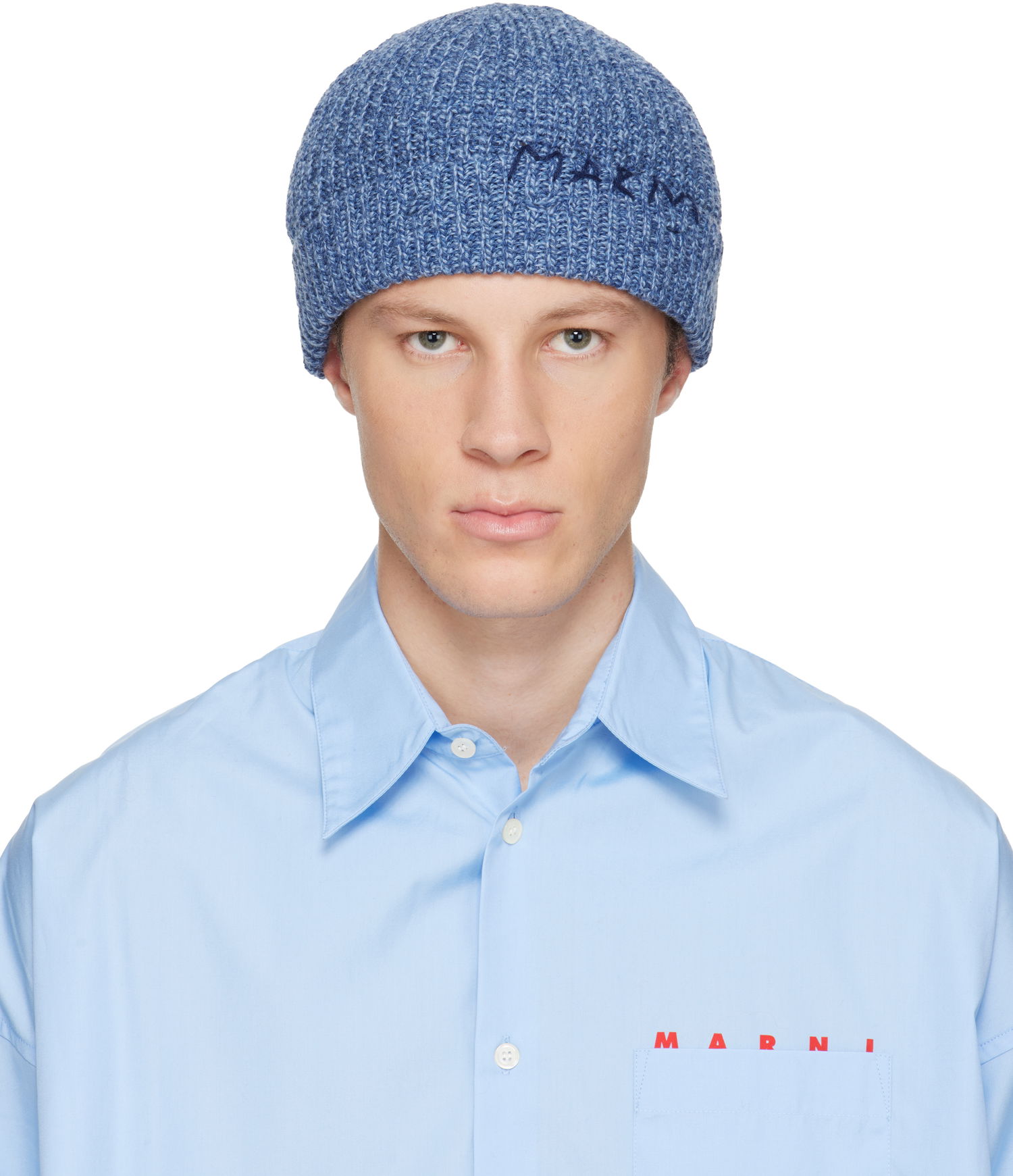 Шапка Marni Ribbed Wool Beanie Синьо | CLMC0173Q0 UFH301, 0
