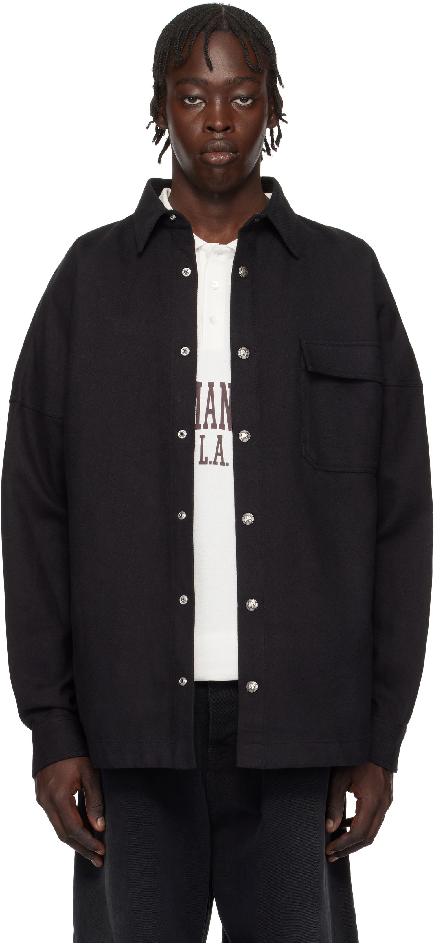 Риза Palm Angels Classic Logo Overshirt Черно | PMES044S25FAB0011003, 0