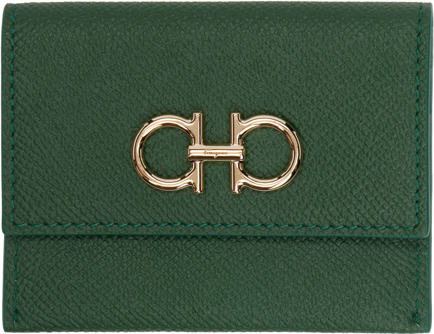 Портфейл FERRAGAMO Salvatore Ferragamo Gancini Compact Bifold Wallet Зелено | 779903, 0