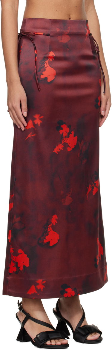 Пола GANNI Ganni Printed Satin Maxi Skirt Червено | W0012, 1