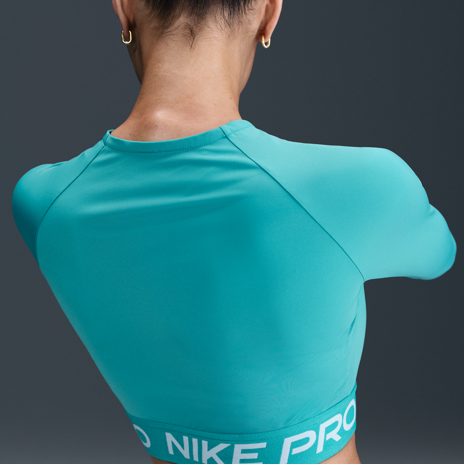 Съкратен топ Nike Pro Dri-FIT Long Sleeve Crop Top Тюркоазено | FV5484-345, 1