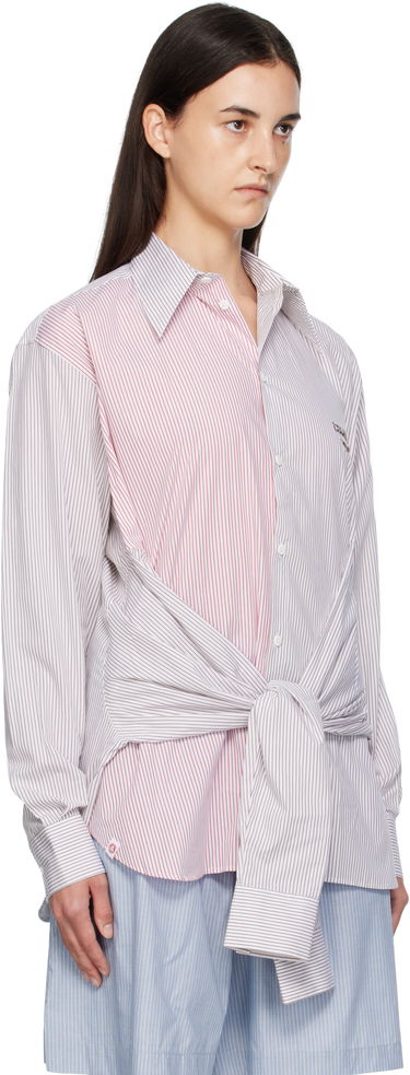 Риза Charles Jeffrey Loverboy Charles Jeffrey LOVERBOY Long Sleeve Striped Split-Panel Tie-Front Button-Up Shirt Многоцветен | 52070402, 1