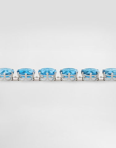 Колие Dolce & Gabbana Anna Necklace 18-carat White Gold Topazes And Diamonds Синьо | WNSB1GWTOP180001, 2