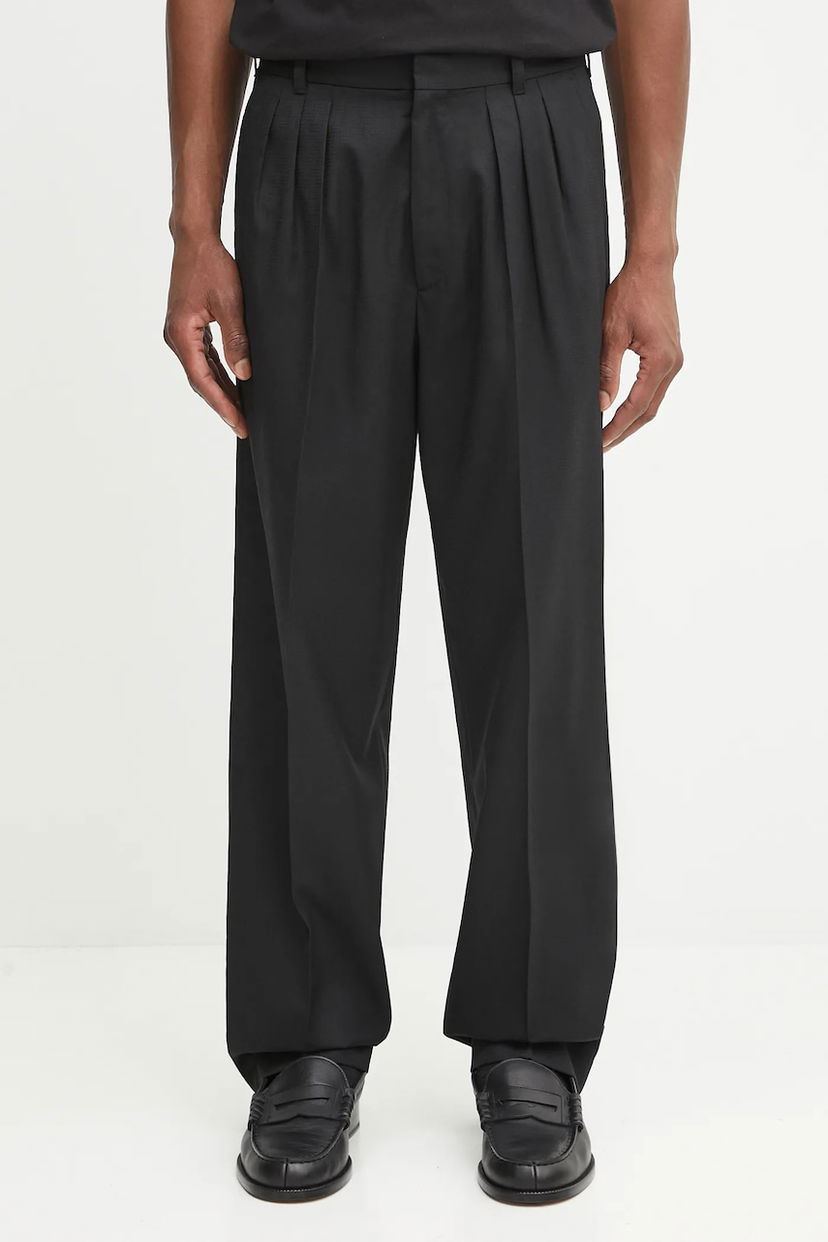 Панталони KENZO Kenzo Weave Pleated Tailored Trousers Черно | FF65PA2149ID
