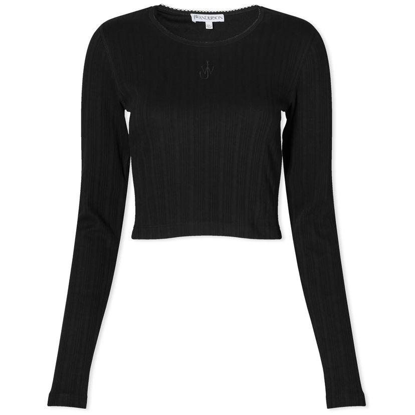 Тениска JW Anderson Cropped Anchor Embroidered Top Черно | JO0211-PG1501-999