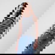 Modal Rib Halter Navy White Stripe