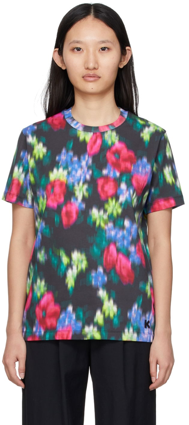 Тениска KENZO Floral Print Loose T-Shirt Черно | FC52TS9274SB, 0