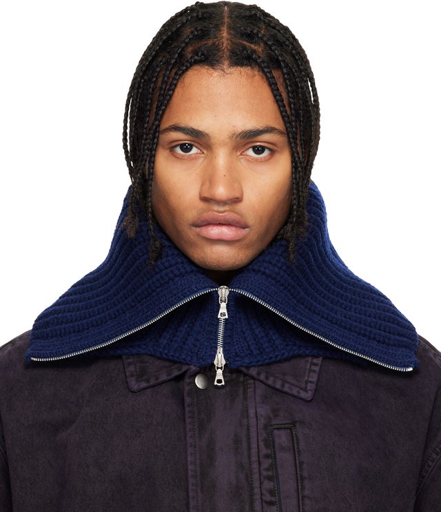 Dries Van Noten Ribbed Zipped Wool Collar