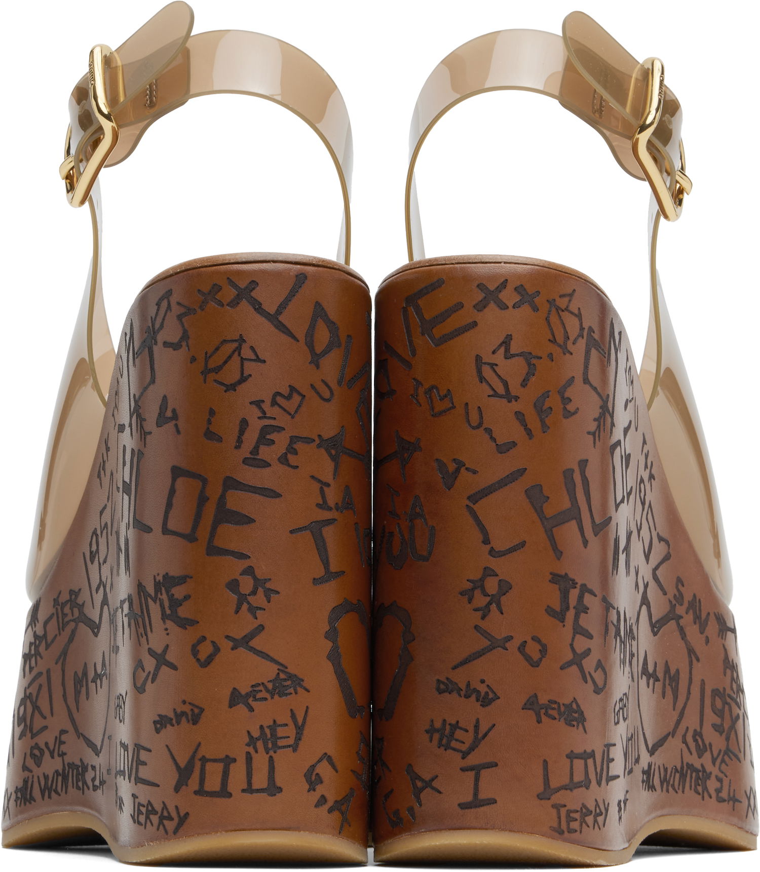 Грижа за обувките CHLOÉ Chloe Maxime Wedge Sandals Кафяво | CHC25U09ZRT, 1