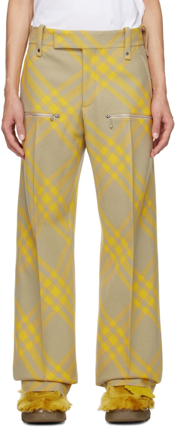 Панталони Burberry Check Trousers Бежово | 8079153