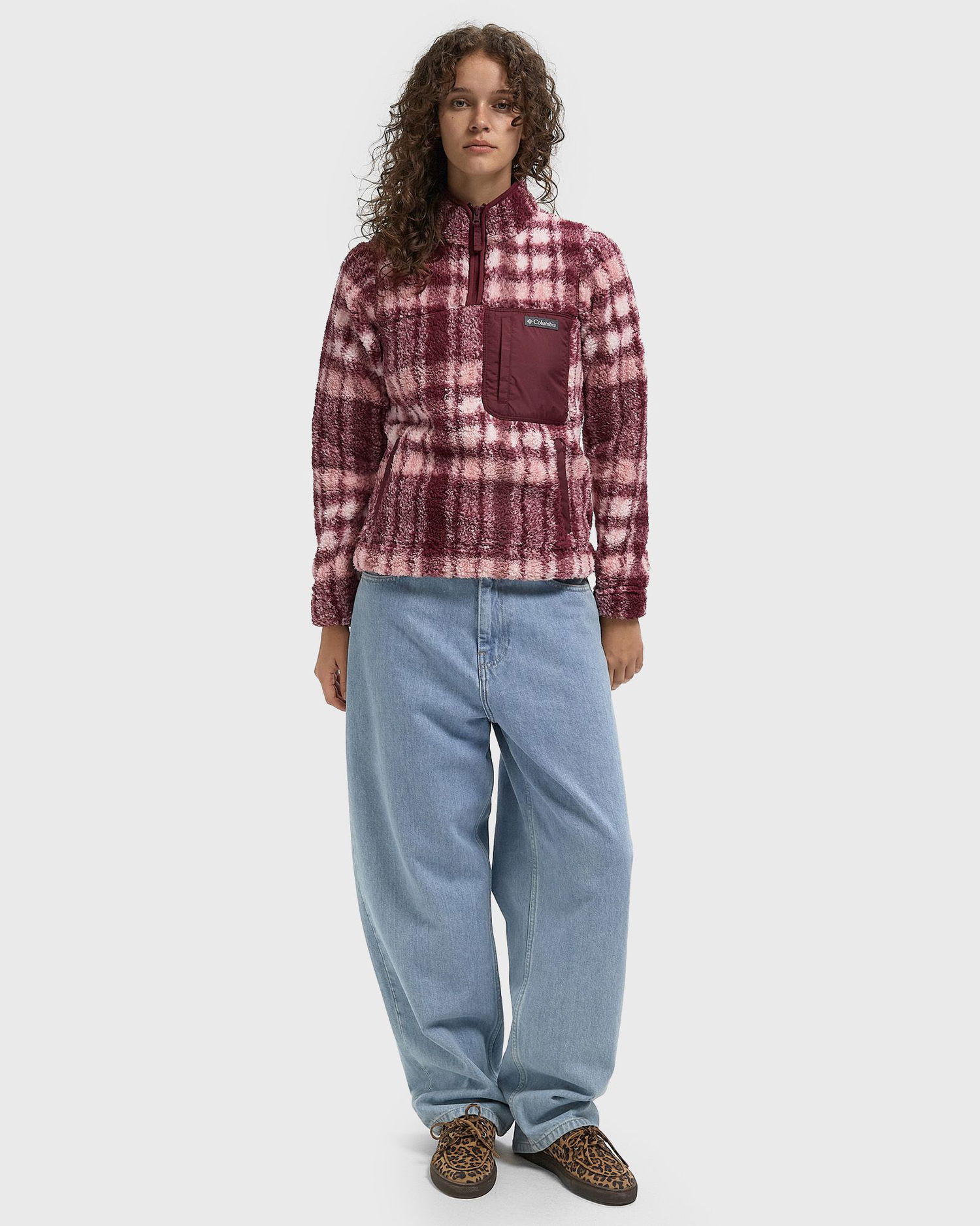 Пуловер Columbia Women's Plaid Print Sherpa Fleece Pullover Бургунди | 2085734624, 1