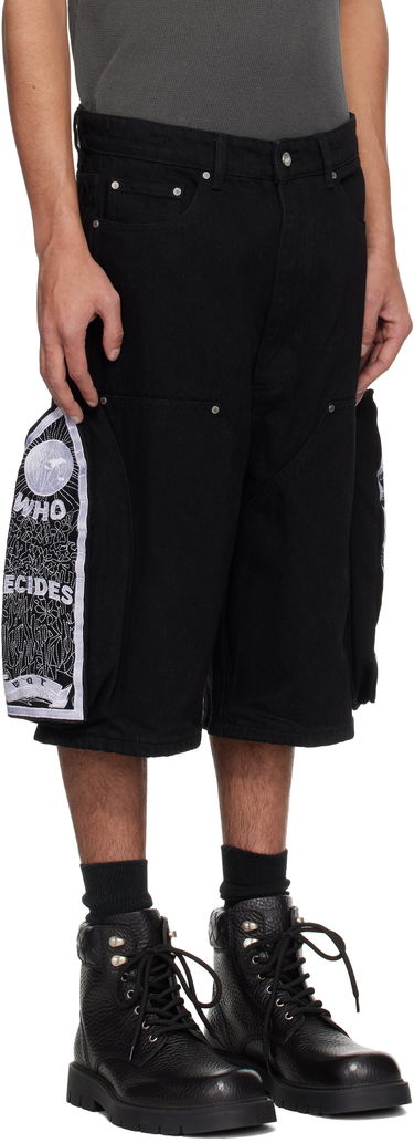 Къси панталони Who Decides War Who Decides War Denim Shorts with Side Embroidery Черно | 1121010002SS25, 1