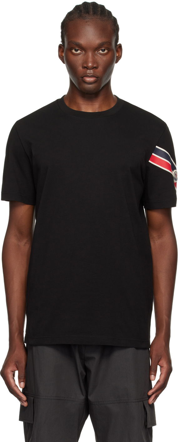 Тениска Moncler Black Tricolor T-Shirt Черно | J20918C0002989AKK, 0